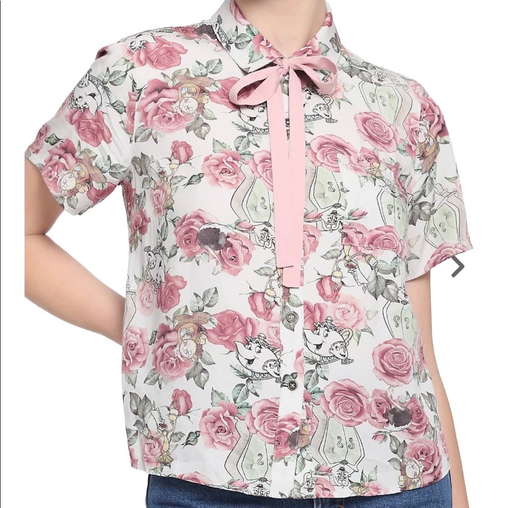 Disney Beauty & The Beast Rose Woven Button-Up